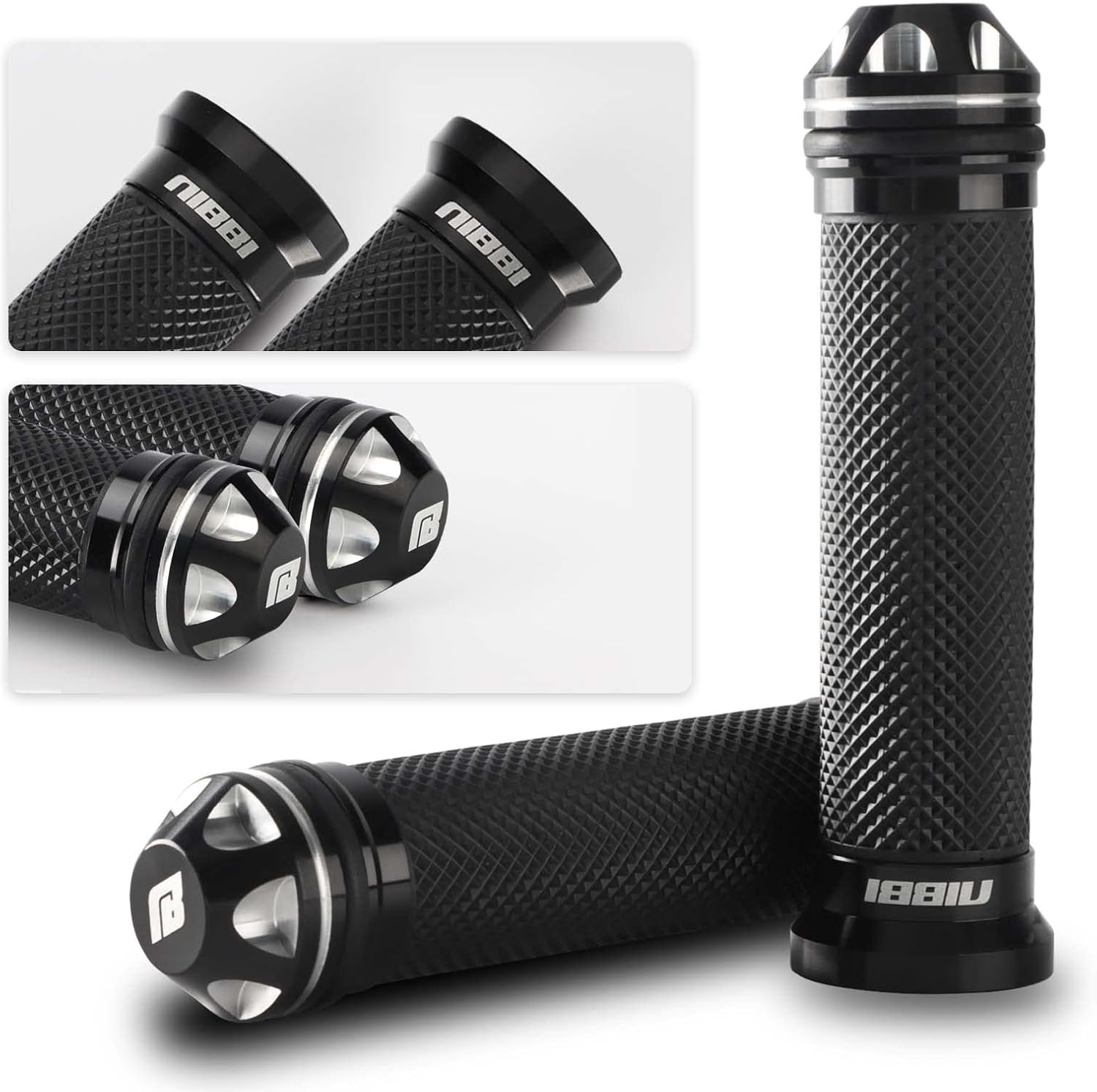 NIBBI Empuñaduras de mano para motocicleta, manubrio de aluminio CNC de carreras y goma suave, empuñaduras de mango de 78 pulgadas para ATV GY6