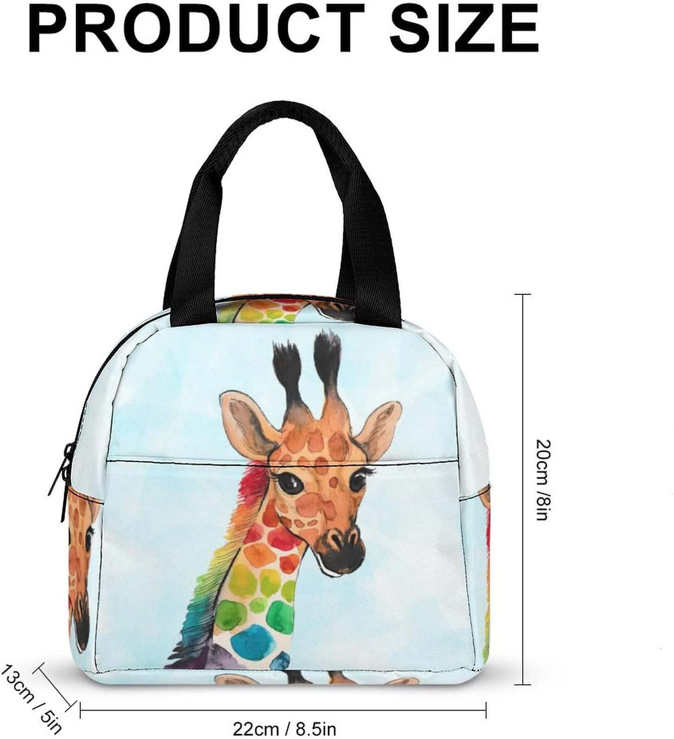 QJHEC Lonchera de jirafa, reutilizable, linda bolsa de almuerzo aislada para niños, bolsa de mano multifuncional para la escuela, contenedor de