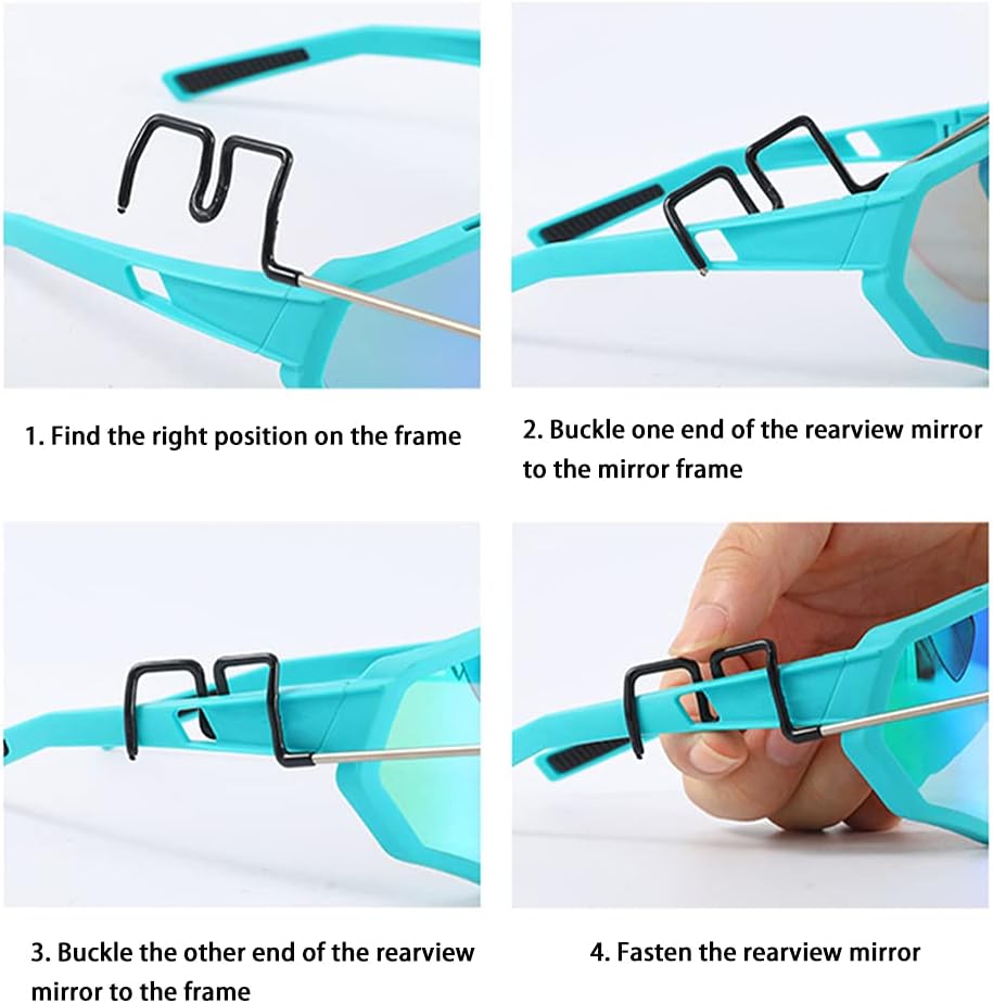 Pilarmuture Espejo de lentes de ciclismo, gran angular ajustable de 360 grados, espejo de bicicleta, espejo plano de visión trasera para ciclismo de