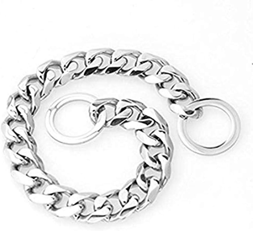 Collar de cadena de acero inoxidable sólido de 0.748 in de metal pesado para perros Pit Bull, Mastín, Bulldog y razas grandes, de 12 a 34 pulgadas