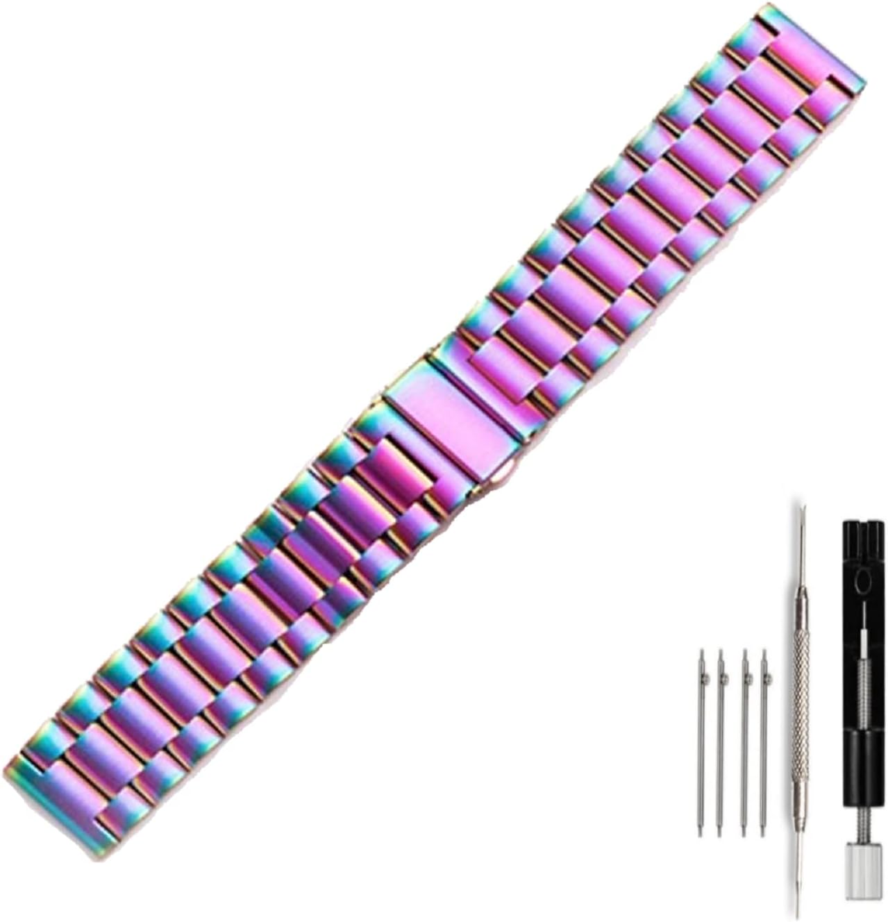 Moran Correa de reloj de acero inoxidable de liberación rápida, correa de metal de repuesto de 0.787 in y 0.866 in para hombres y mujeres