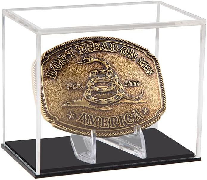 Soporte de exhibición con hebilla de cinturón, caja de acrílico transparente, estante protegido, estante de almacenamiento, colecciones de cubiertas