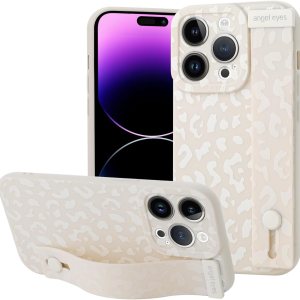 OOK Funda compatible con iPhone 14 Pro con estampado de leopardo con correa para la muñeca, funda de protección de poliuretano termoplástico de OOK Funda compatible con iPhone 14 Pro con estampado de leopardo con correa para la muñeca, funda de protección de poliuretano termoplástico de