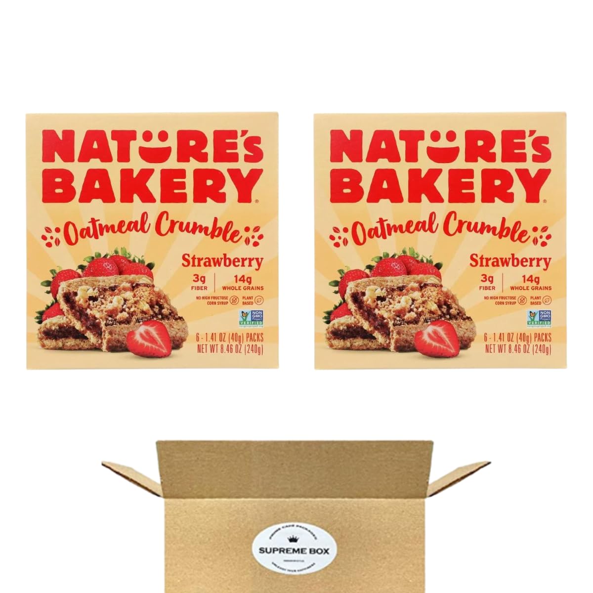 Nature’s Bakery – Barras de avena Crumble Bars, fresa, fruta real, veganas, sin OMG, 1.41 onzas cada barra, 6 unidades – Paquete de 2 (12 unidades