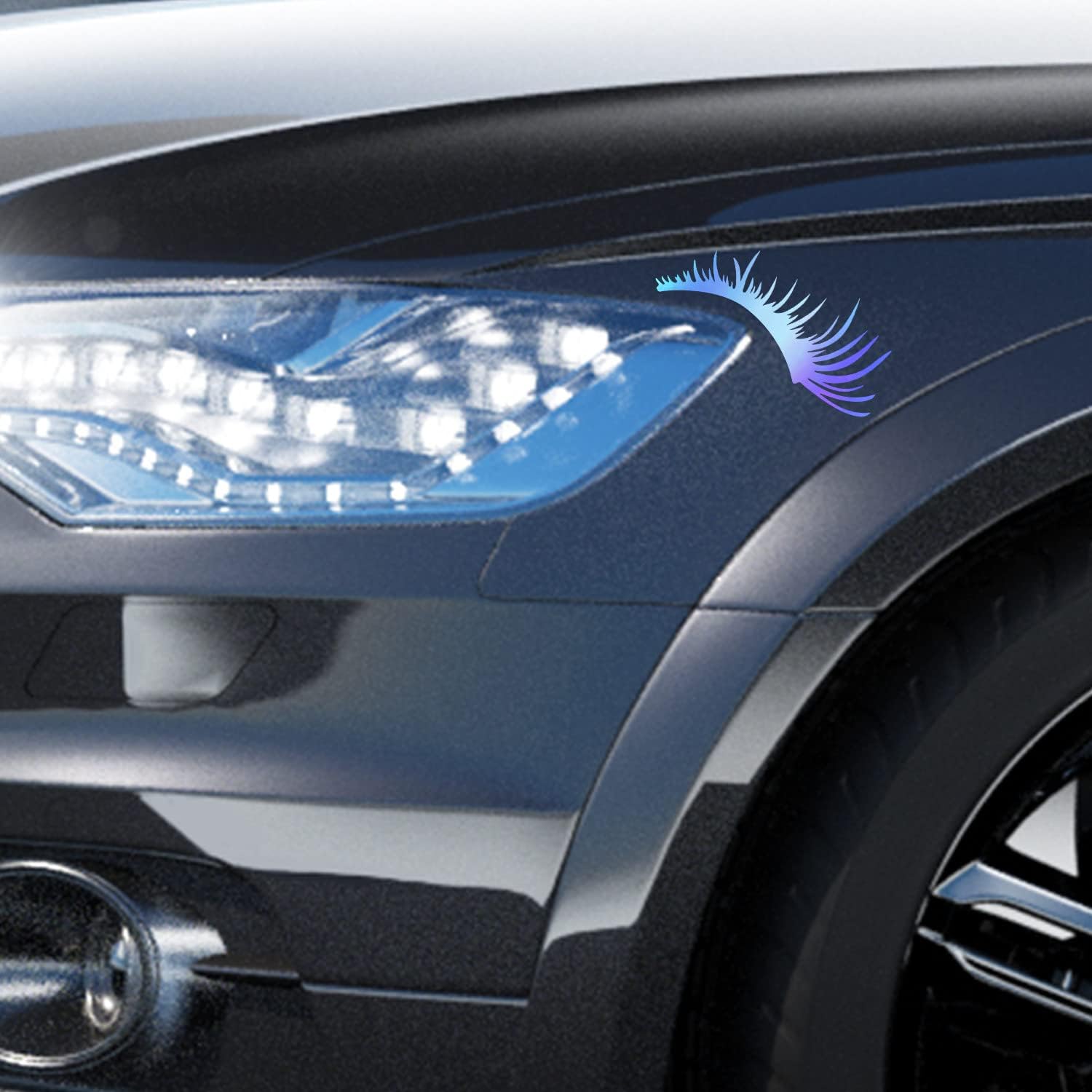 Vesvory 2 pares de calcomanías de pestañas para faros de automóvil, calcomanías para carrocería de automóvil, calcomanías gráficas para ventana de