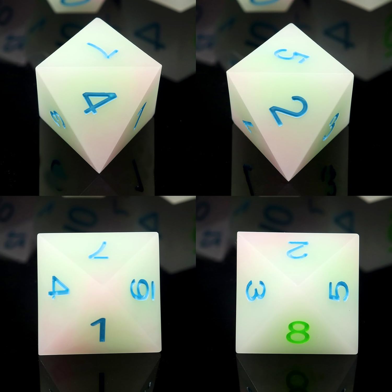 Haxtec DND – Juego de dados de borde afilado con estuche de dados hecho a mano, rosa claro, verde, azul, pastel, resina D&D, para regalos de TTRPGs,