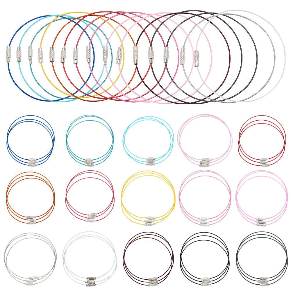 PH PandaHall 45 pulseras de alambre de memoria de 15 colores de 8 78 pulgadas, pulsera de alambre de acero con cierre de tornillo, gargantilla para