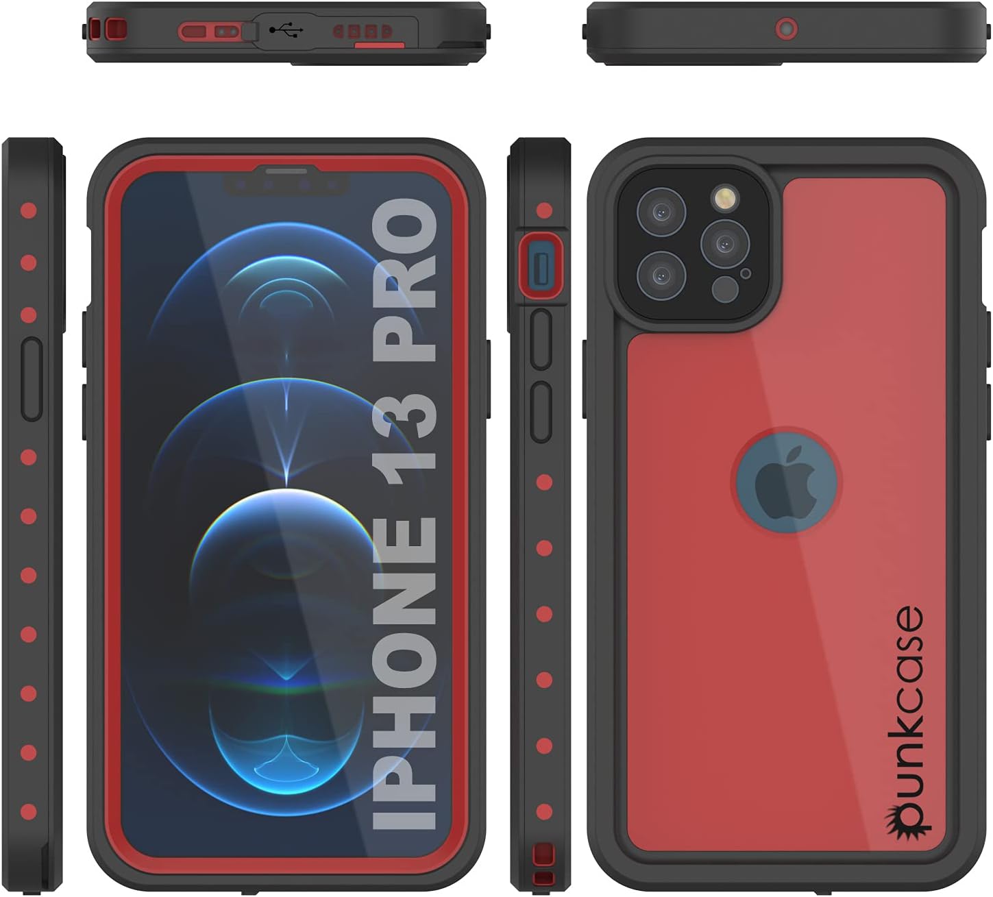 Punkcase Funda impermeable para iPhone 13 Pro serie StudStar ajuste delgado certificado IP68 a prueba de golpes a prueba de suciedad a prueba de