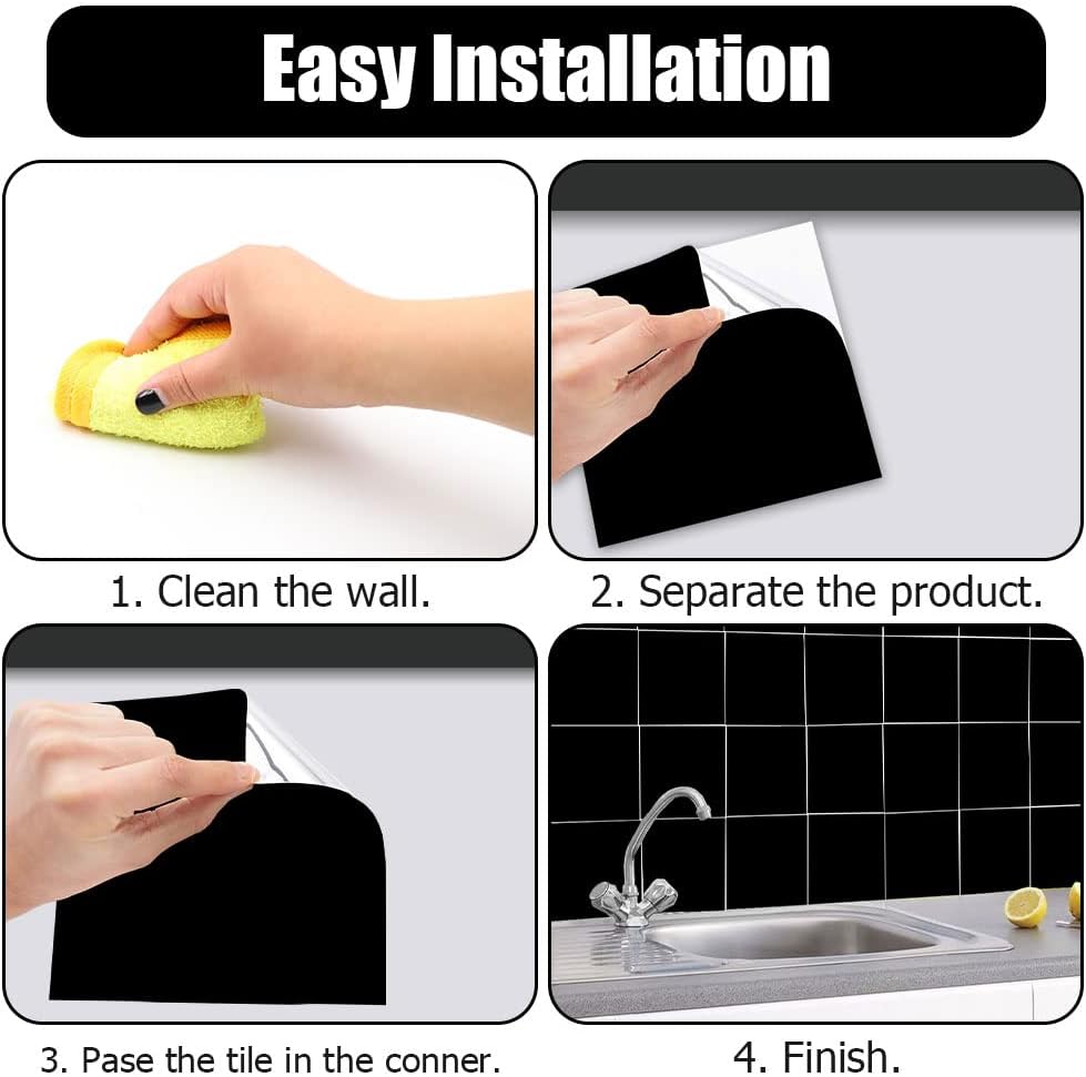 Adhesivos para azulejos, 50 unidades, autoadhesivas, de 6 x 6 pulgadas, impermeable, a prueba de aceite, extraíble para decoración del hogar de