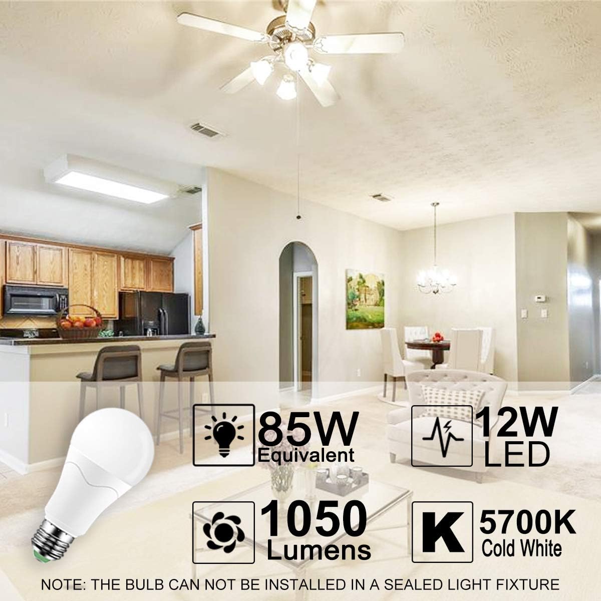 ILC Bombilla LED equivalente a 85 W, bombillas de luz diurna de 5700 K que cambian de color blanco con control remoto RGB 6 modos, temporizador,