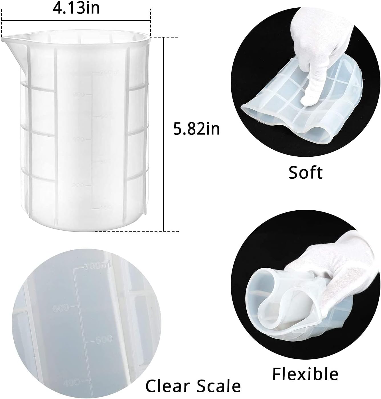 3 tazas medidoras de silicona de 10.1 fl oz taza de mezcla epoxi grandes tazas de silicona reutilizables para mezcla de resina tazas medidoras de