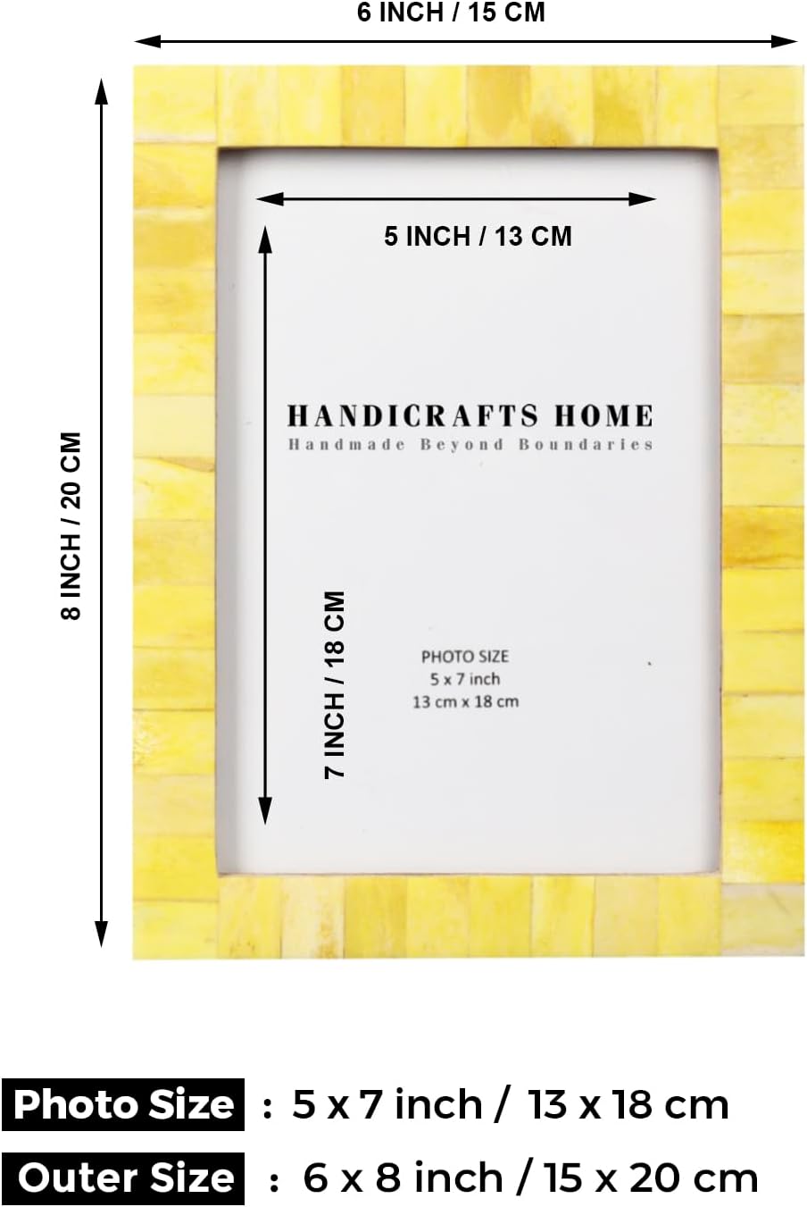 Armazón para fotos de madera desgastada, vintage, artesanía, hecho a mano, natural, clásico, tamaño 4×6 5×7 pulgadas, Amarillo, 5×7