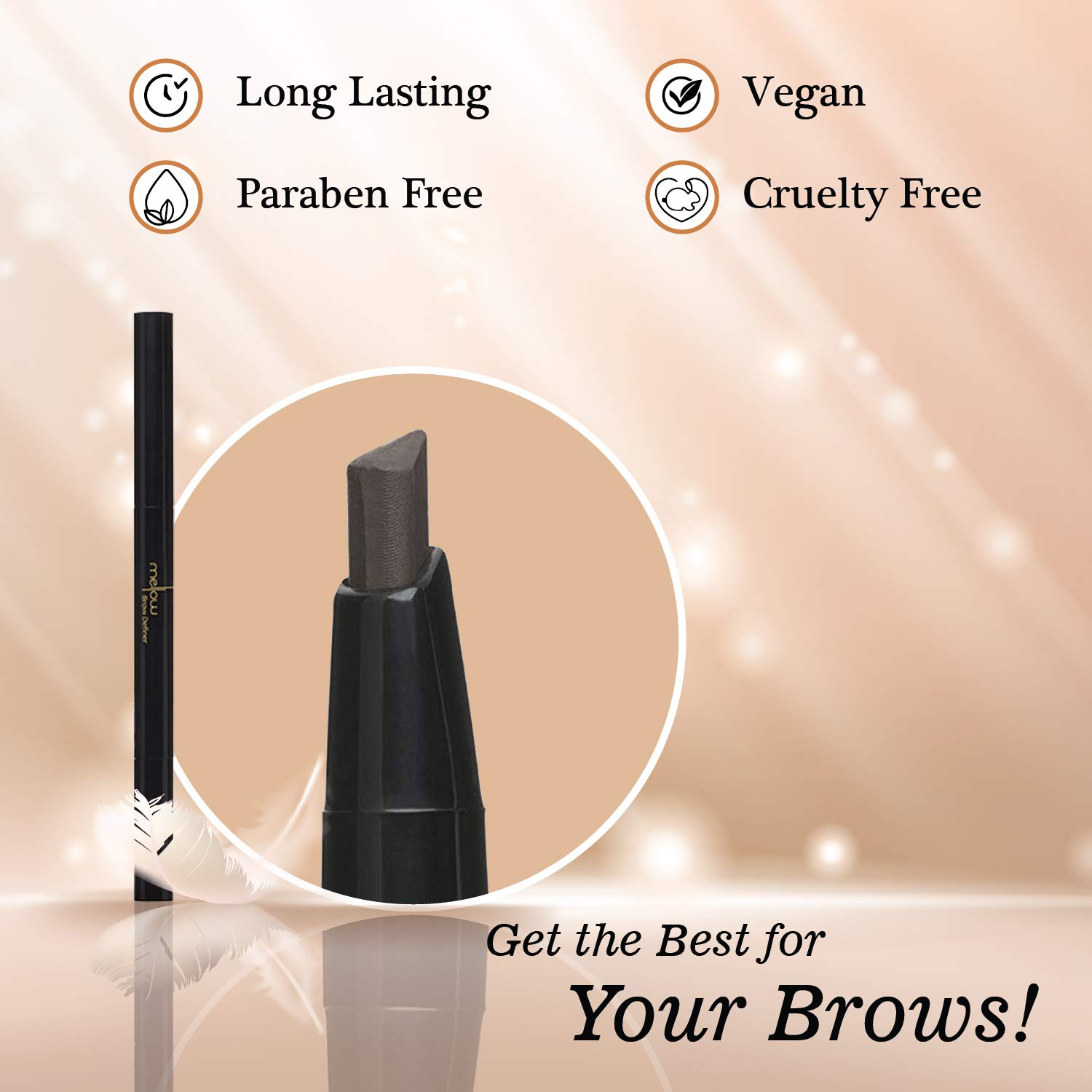 Mellow Cosmetics – Lápiz de cejas definidor de cejas  Punta triangular, no grasa, larga duración y fácil de deslizar  Lápiz definidor de cejas
