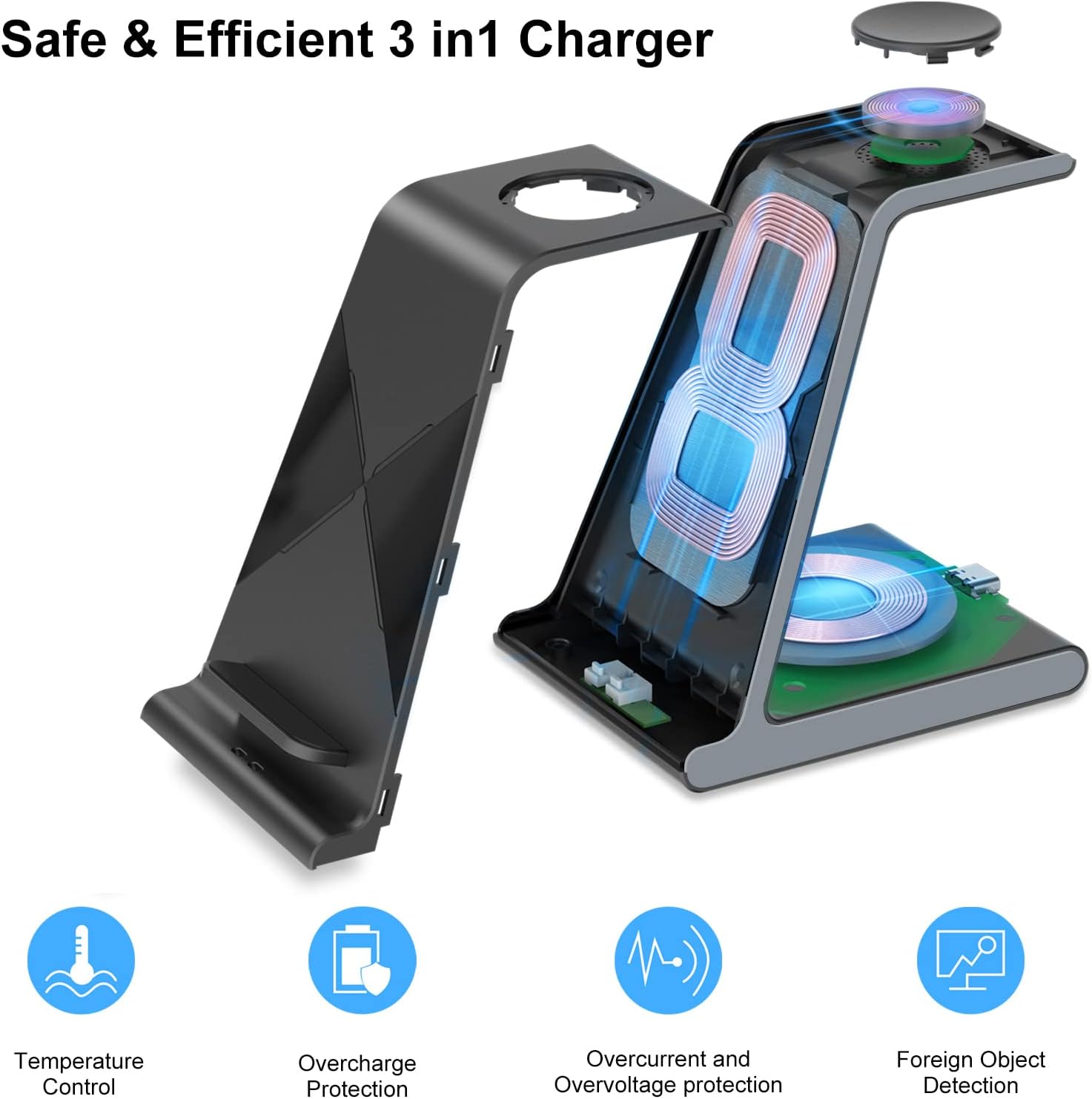 Cargador inalámbrico para Samsung, estación de carga para Samsung Galaxy S24 UltraS24+S24S23 UltraS23+S23S22Note 20Z Flip 5Fold 5, para Galaxy Watch