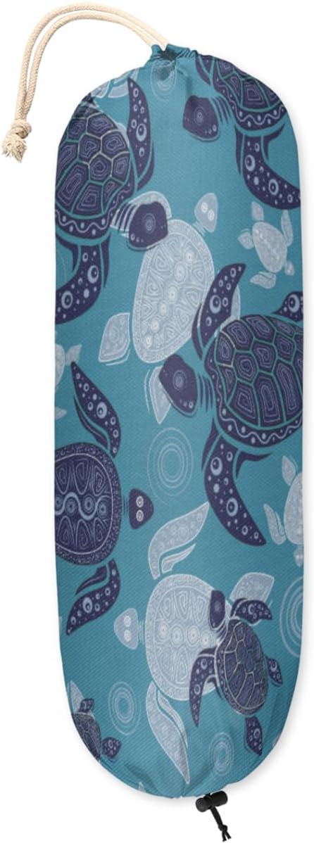 Soporte para bolsas de plástico con diseño de tortuga marina, lavable, grande, soporte para bolsa de comestibles, organizador de bolsas de plástico,