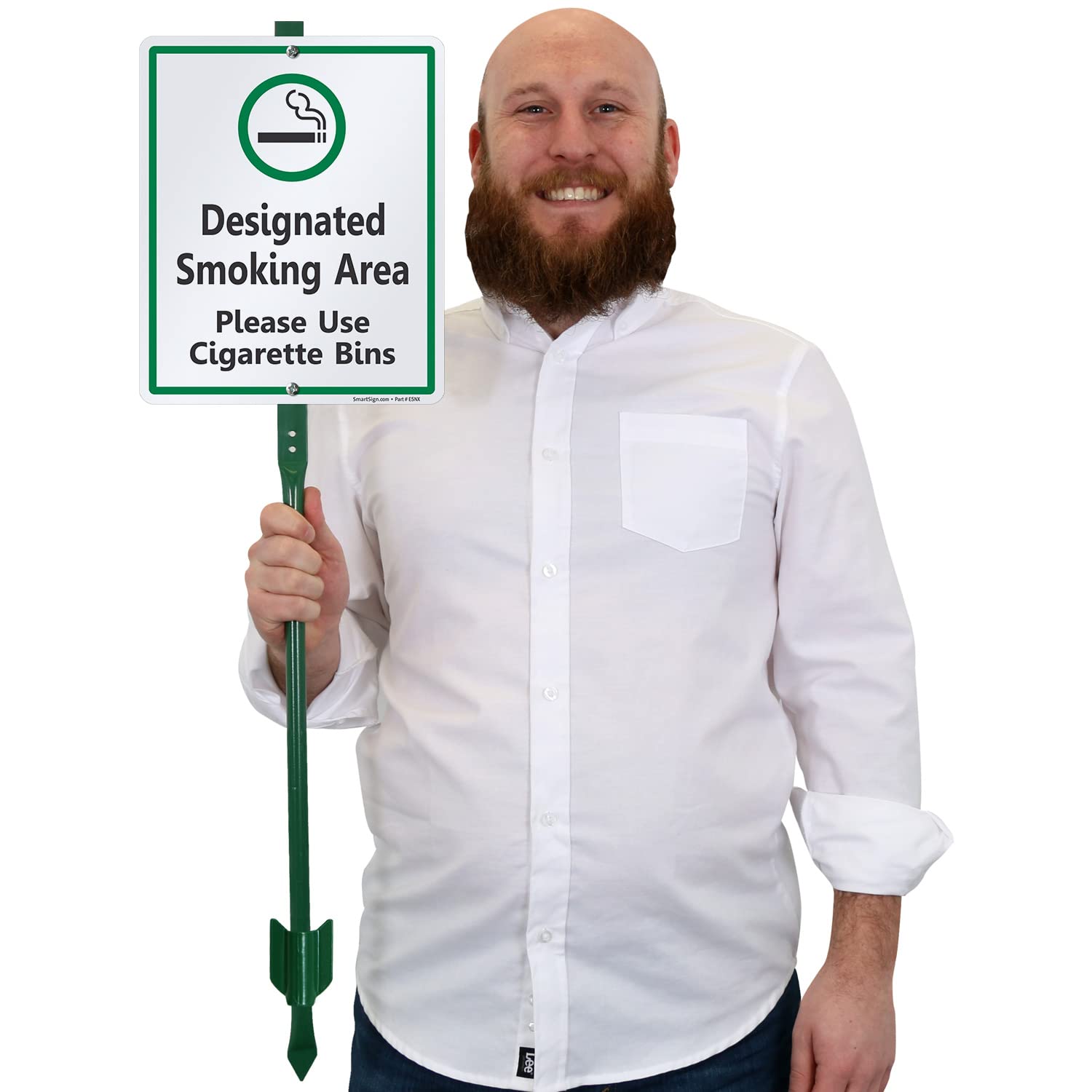 SmartSign Cartel de 12 x 10 pulgadas con estaca de 3 pies, aluminio laminado resistente al óxido de 40 mil, color verde, negro y blanco, 1 unidad