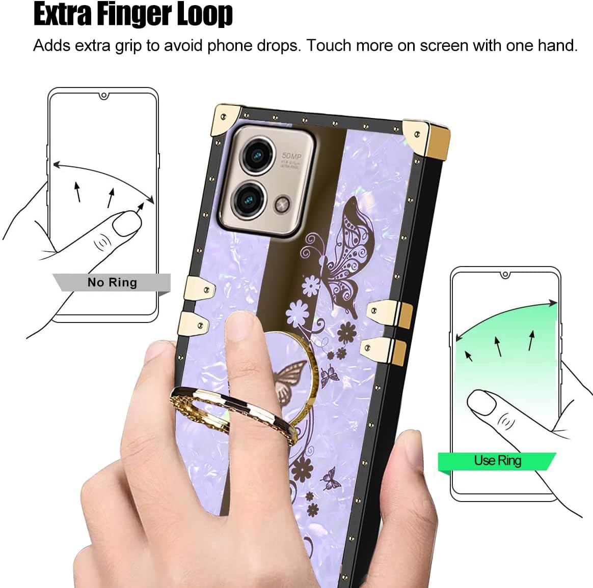 B-wishy Funda protectora para Moto G Stylus 5G 2023 para mujer, con purpurina, cristal, mariposa, corazón, floral, delgada, de lujo, con función