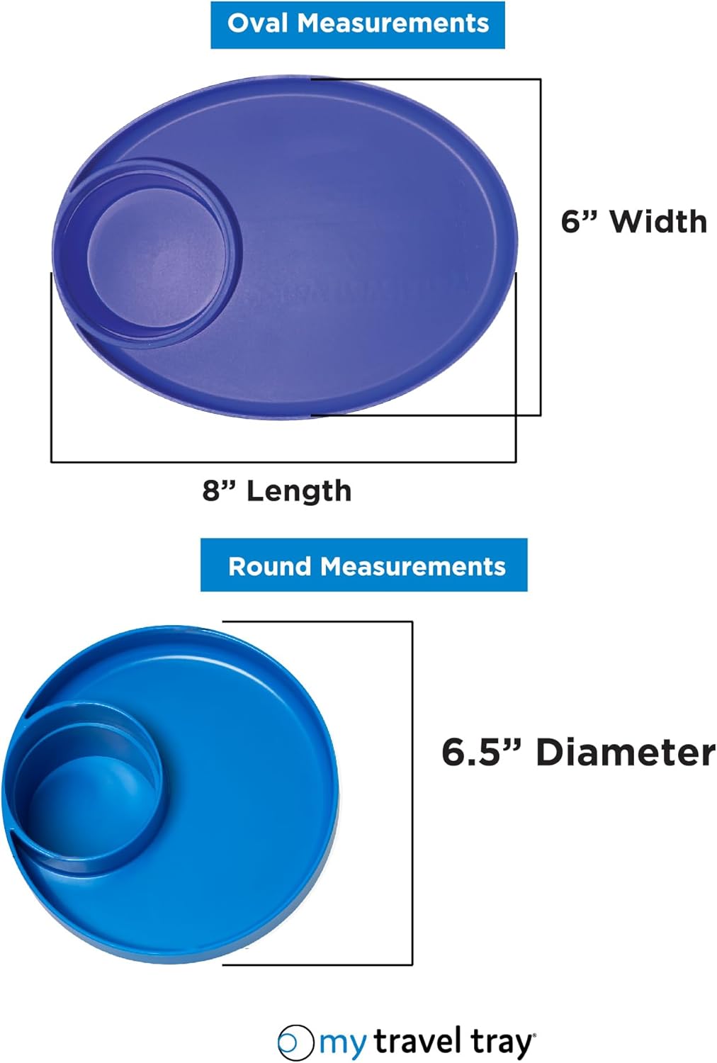 My Travel Tray Oval, fabricado en Estados Unidos. Extiende tu portavasos actual para sostener tu taza más una bandeja para aperitivos, juguetes y