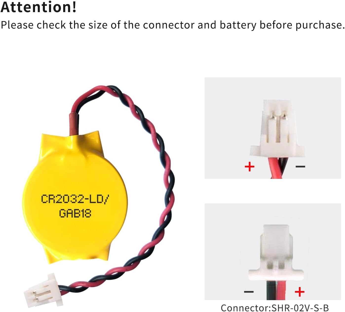 EEMB Paquete de 10 baterías CMOS CR2032 de 3 V con cables de cable y conector SHR, batería de repuesto para computadora portátil Intel NUC y ASUS