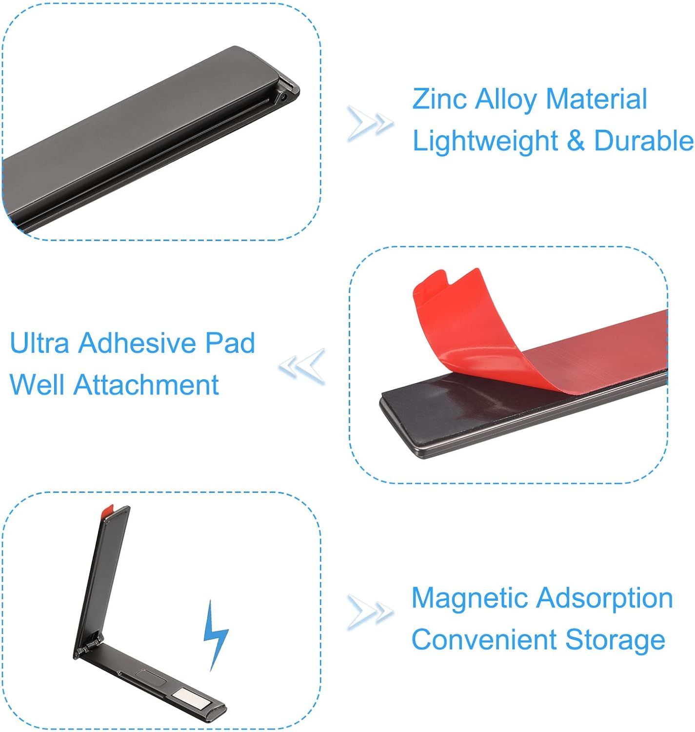 uxcell Soporte para teléfono celular, paquete de 2 soportes de escritorio horizontales y verticales, soporte magnético plegable para teléfono para