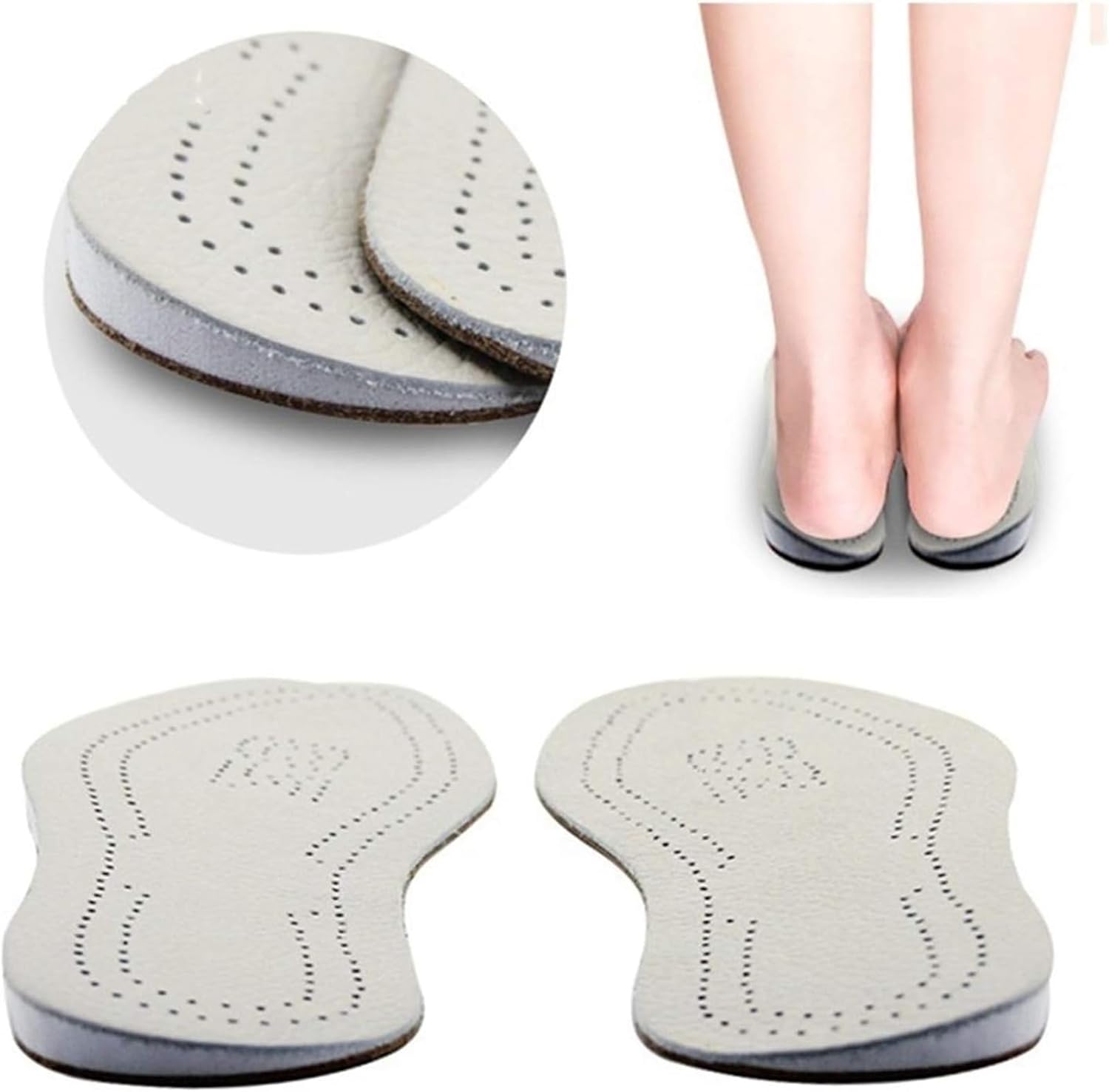 2 pares de plantillas ortopédicas de cuero para piernas OX, inserciones de talón, rodilleras de cuña para mujeres y hombres, pronación correctiva,