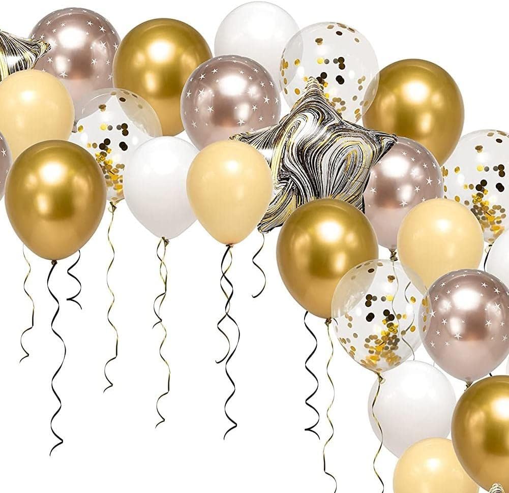 Decor365 Globos dorados champán, guirnalda dorada para decoración de fiesta, globos metálicos de confeti para cumpleaños, despedida de soltera, baby