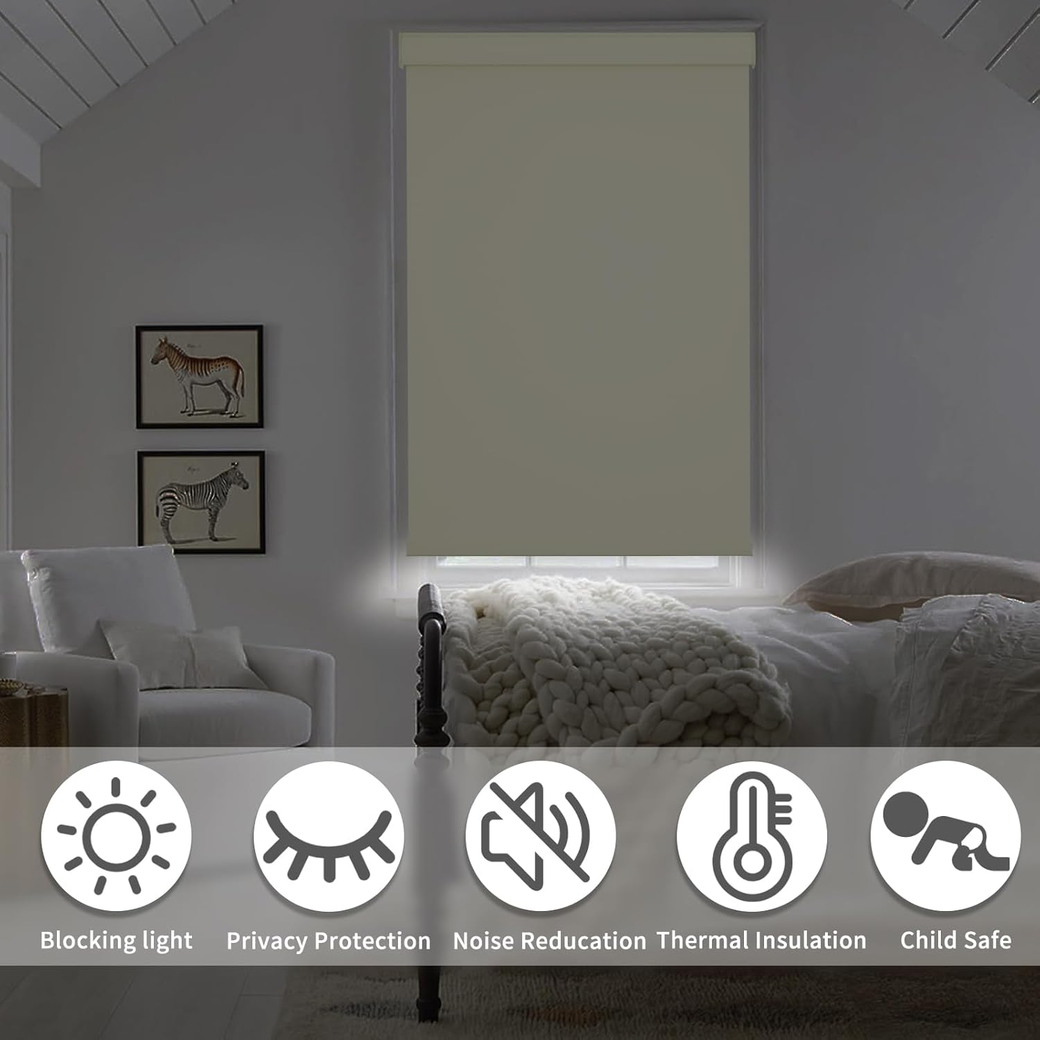 MYshade Persianas enrollables opacas sin cordón personalizadas, con cubierta de cenefa, oscurecimiento de habitación para el hogar, oficina, baño,