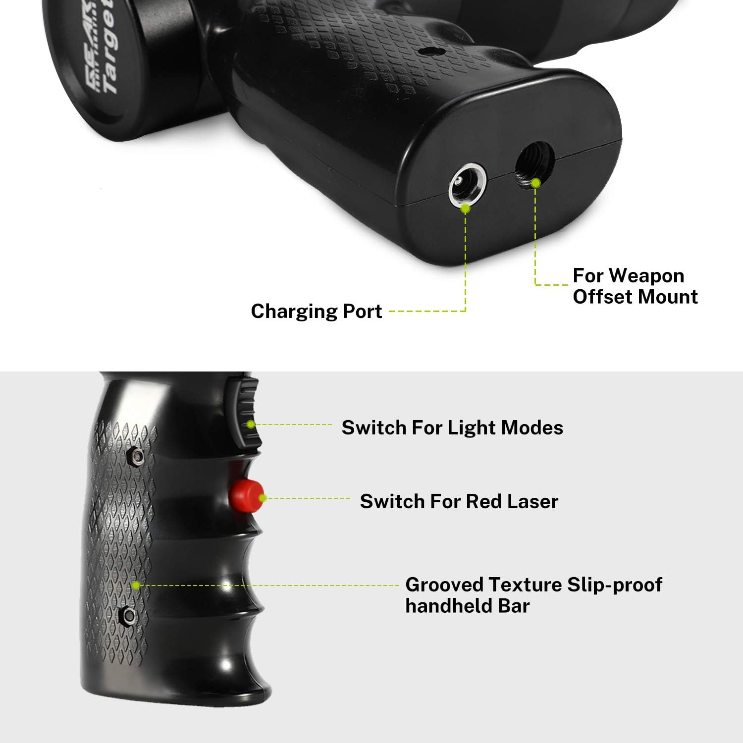 GearOZ Linterna de foco de caza, 90000LUX luz de punto recargable IP68 impermeable de mano LED luz de caza con filtro rojo verde para caza coyotes
