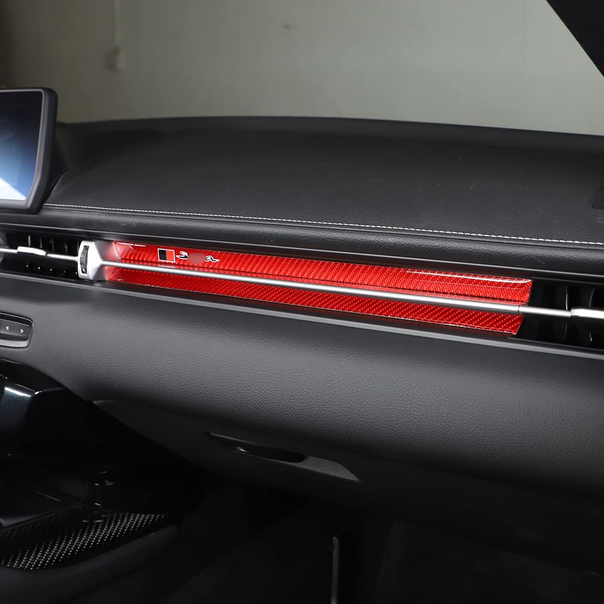 Decoración de salida de aire copiloto para consola central de automóvil (con letra), apto para Toyota Supra GR A90 A91 MK5 2019-2022, borde de fibra