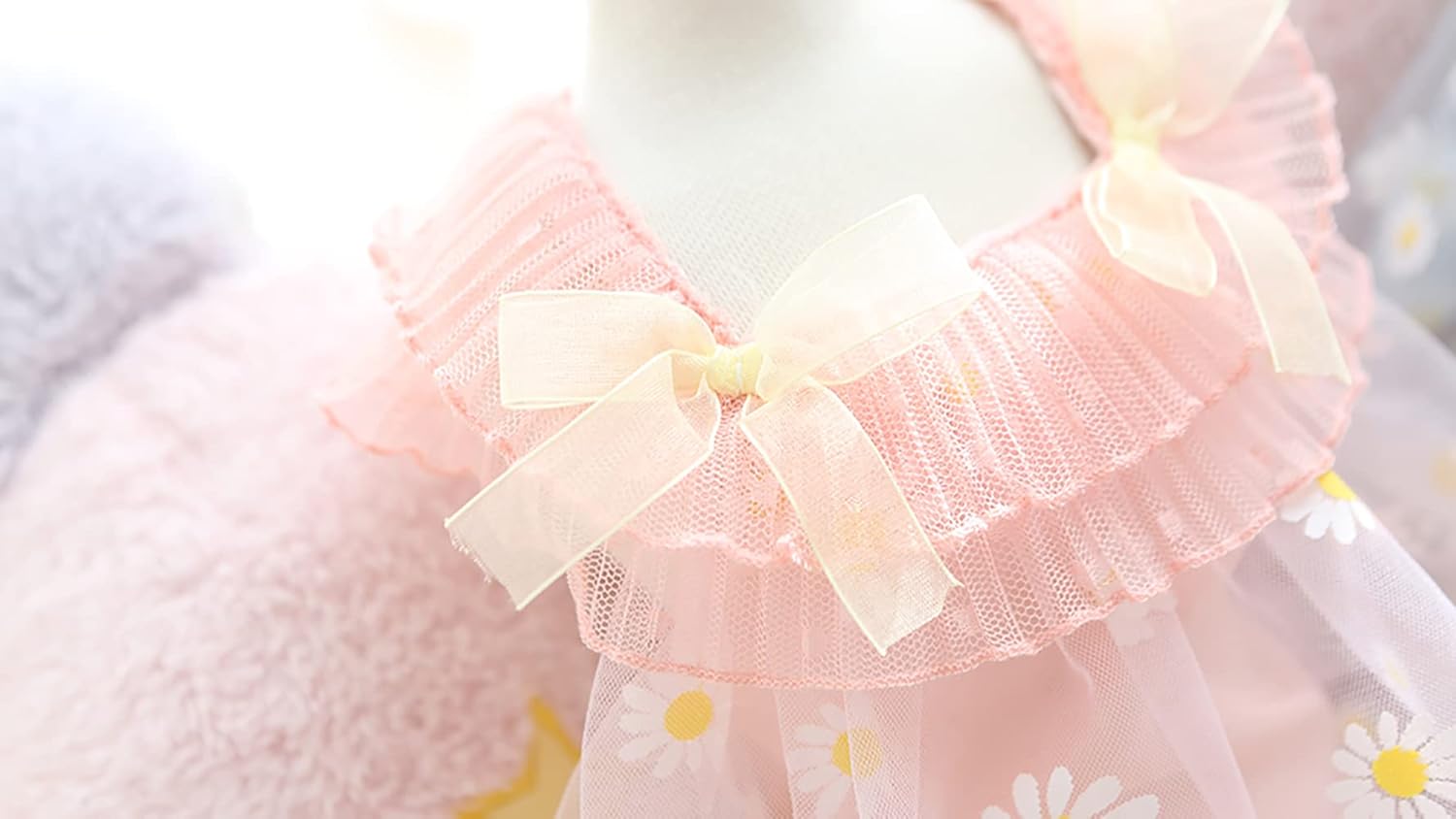 MaruPet Elegante vestido de princesa brillante de margarita con punto de lazo para perro pequeño, extra pequeño, pug, chihuahua, shih tzu, Yorkshire