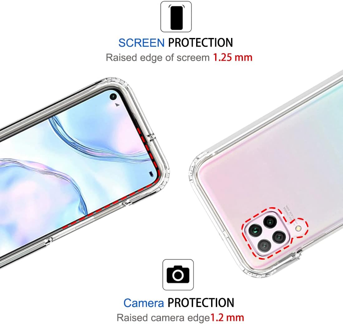 Bohefo Funda transparente compatible con P40 Lite 4GNova 6 SENova 7i JNY-L21A con protector de pantalla de vidrio templado, bonito protector de