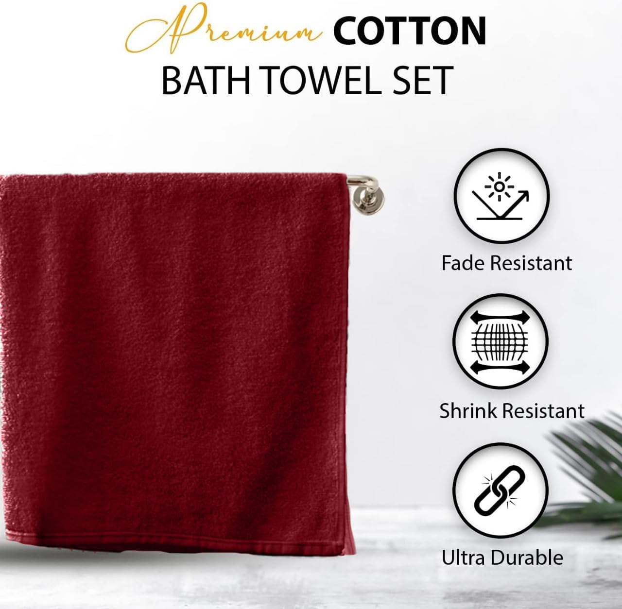 Paquete de 6 toallas de baño 100 % algodón, de 24 x 48 pulgadas, de secado rápido, altamente absorbentes, suaves al tacto, gimnasio, spa, baño,