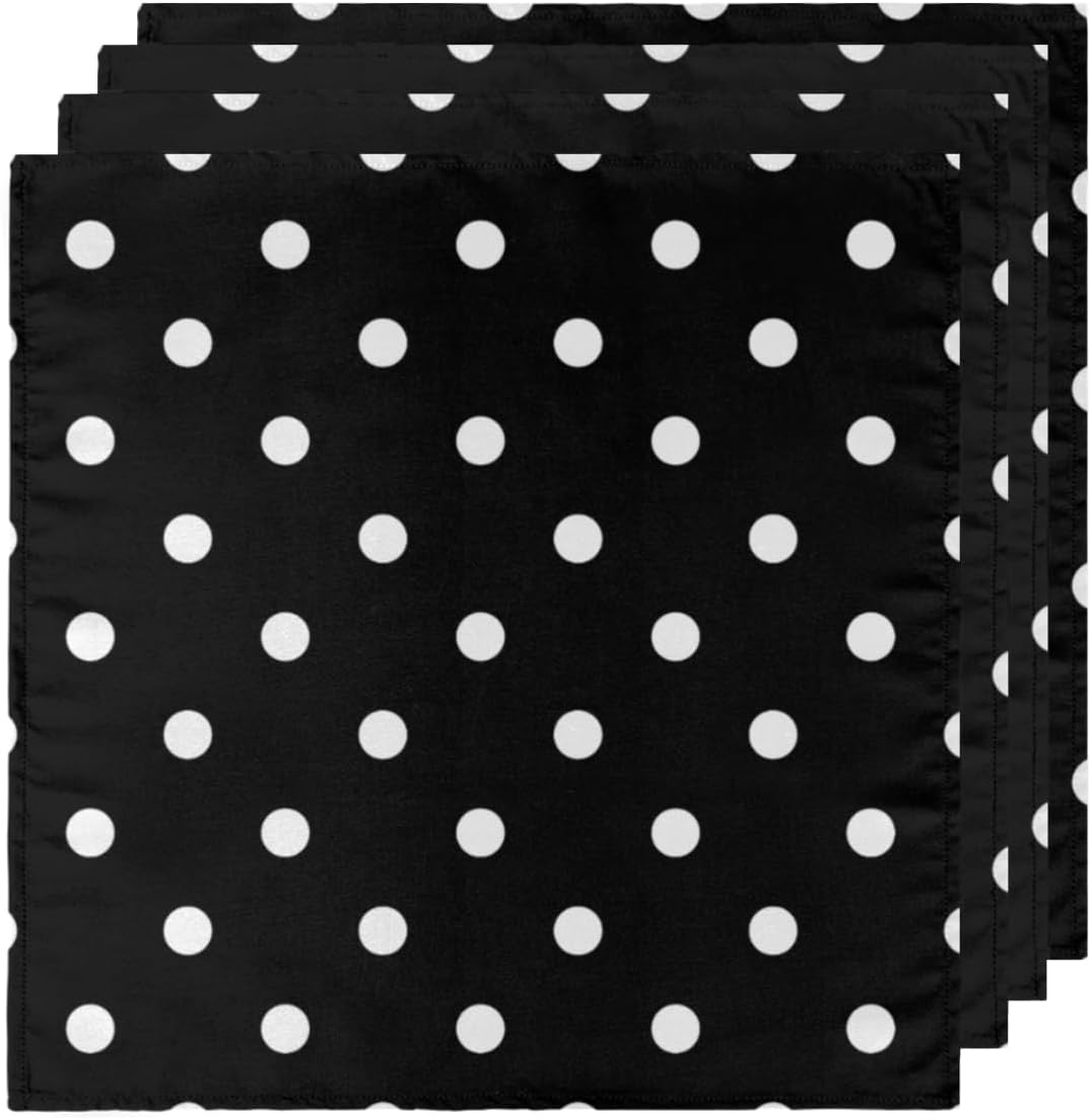 Juego de 6 servilletas de tela de lunares blancos y negros de 20 x 20 pulgadas, lavables y reutilizables, servilletas de cocina, decoración de mesa