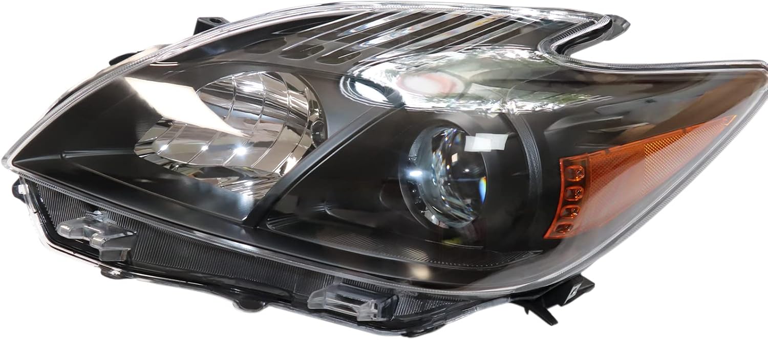 Fetcoi Lámpara halógena negra para faros delanteros, lado izquierdo del conductor, repuesto para Prius 2010-2011, 8117047212, 8113047212, TO2518122,