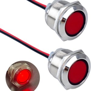2PCS 0.866 in Metal Indicador Luz Orificio de Montaje 78″, 12-24V ACDC 20mA Impermeable IP67 Lámpara Piloto LED Cabeza Plana con 20cm7.87in. Cable 2PCS 0.866 in Metal Indicador Luz Orificio de Montaje 78″, 12-24V ACDC 20mA Impermeable IP67 Lámpara Piloto LED Cabeza Plana con 20cm7.87in. Cable