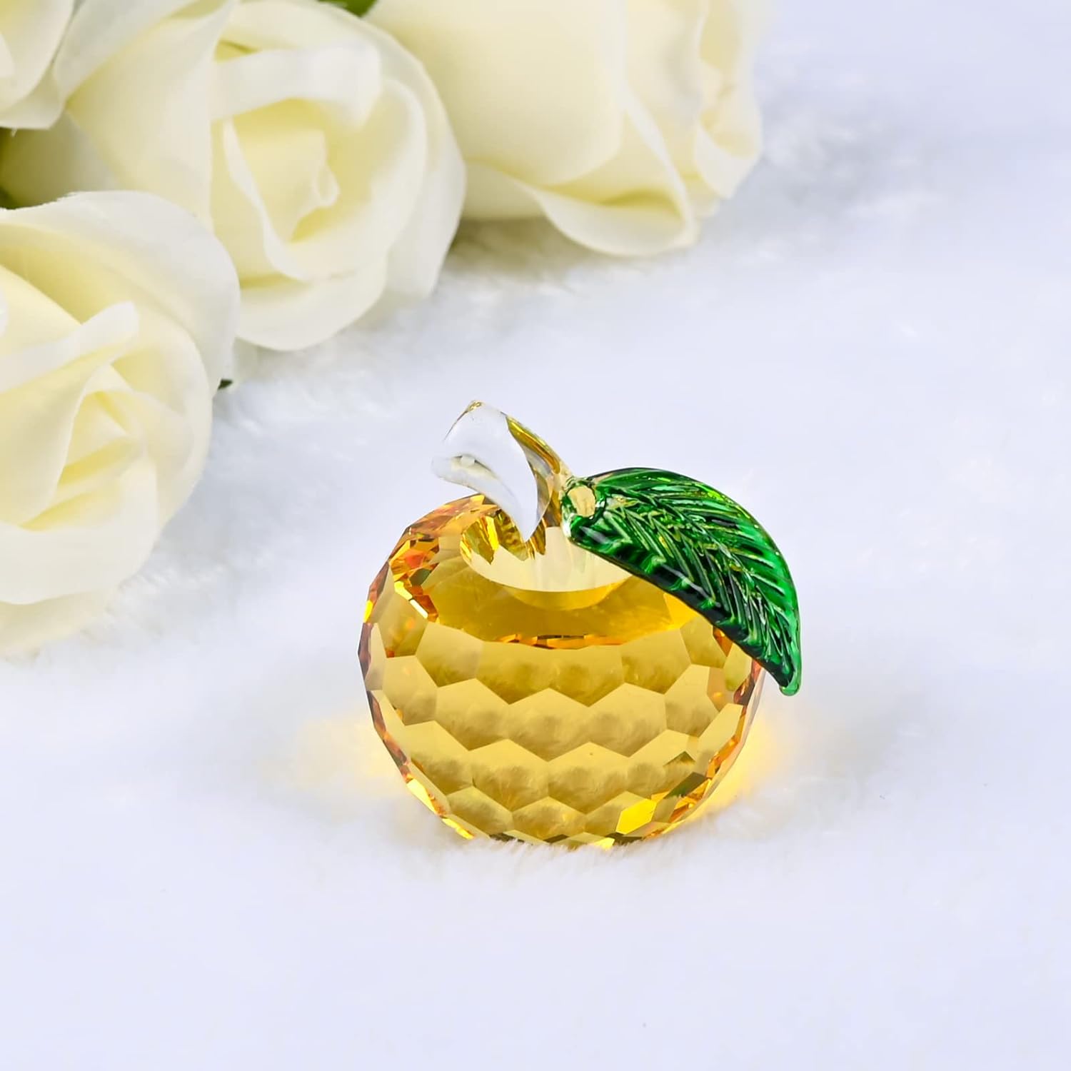 Adorno de manzana de cristal, figuras de cristal para decoración del hogar, animales de cristal, figuras coleccionables, regalo para mujeres, día de