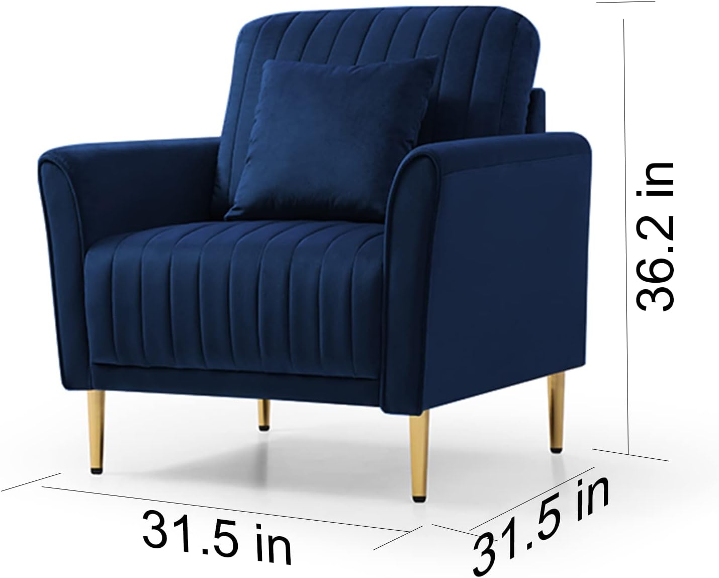 Tmosi Moderno sofá individual de terciopelo, sillón decorativo con almohadas de respaldo extraíbles, silla moderna Arm Club Leisure con patas de