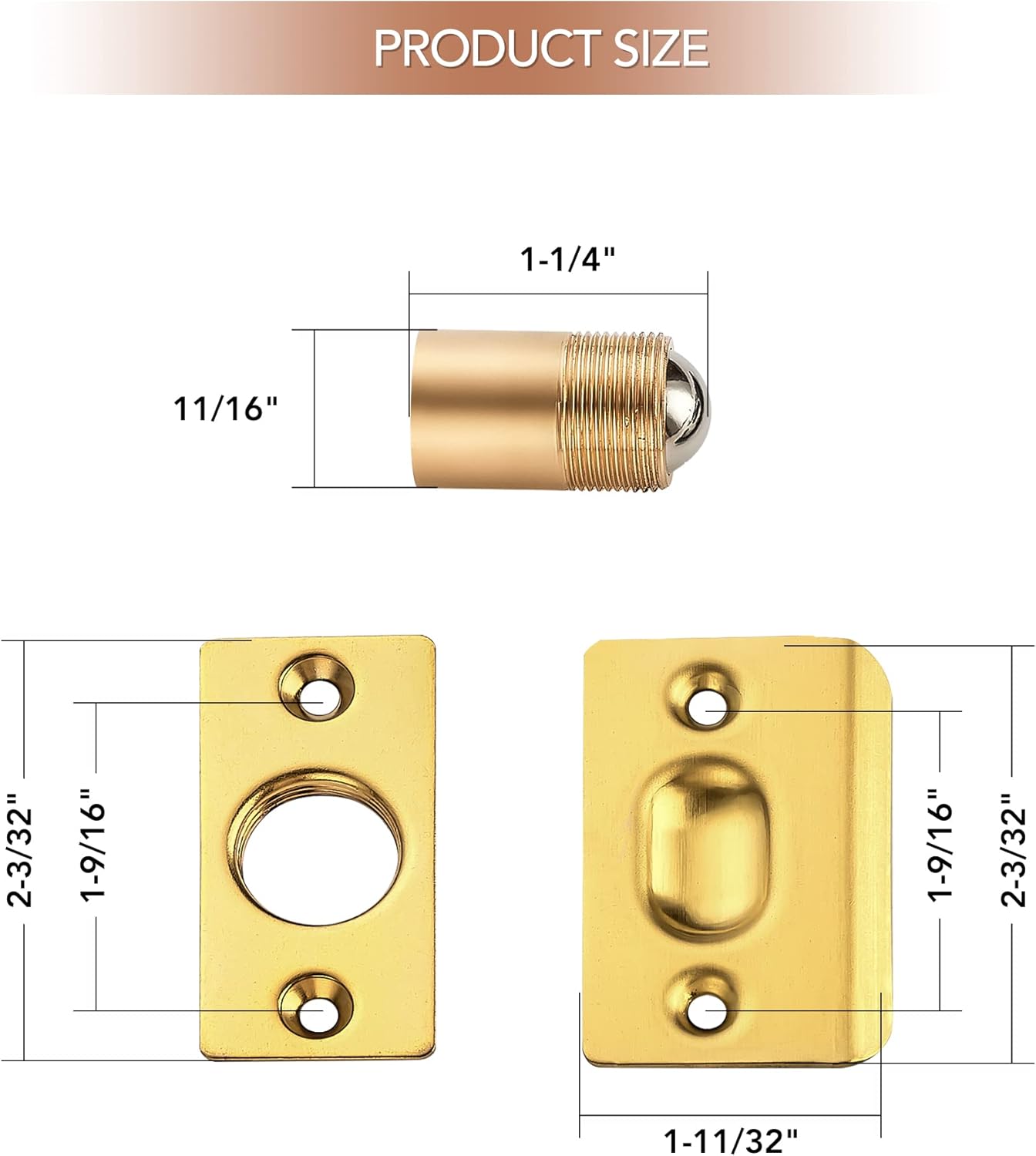 Ravinte Cierre de puerta de bola ajustable, pestillo de puerta con rodamiento de bolas de armario, accesorios de puerta de cierre de unidad fuerte