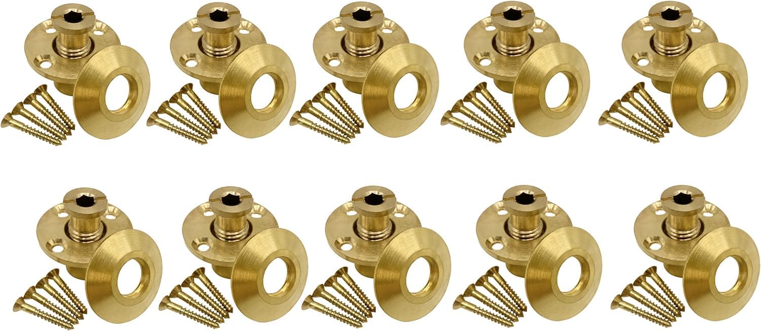 Poolzilla – Cubierta de seguridad para piscina, anclaje de latón con collar para cubiertas de madera, paquete de 10 unidades, ajuste universal