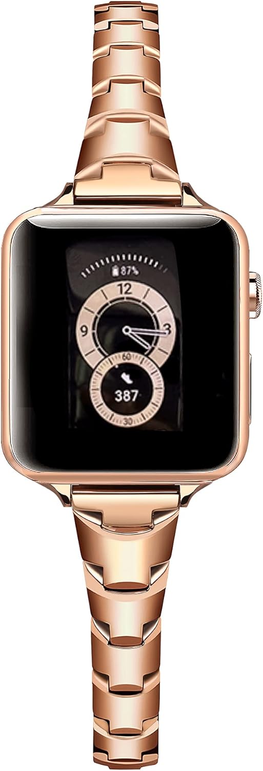 Secbolt Correas delgadas compatibles con Apple Watch de 1.49, 1.57, 1.61, 1.65, 1.73 y 1.77 pulgadas, iWatch Series 987654321SE, pulseras de acero