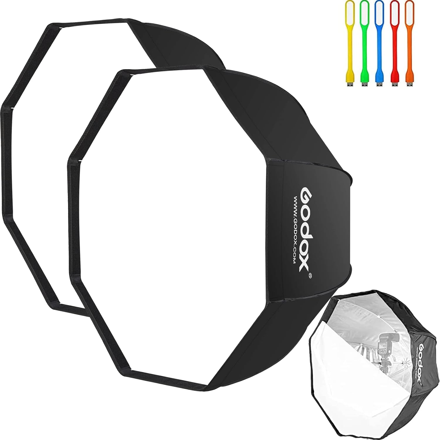 Godox Caja de luz octagonal de 37.5 pulgadas, reflector de flash de estudio, caja suave octogonal con bolsa de transporte para retrato, fotografía