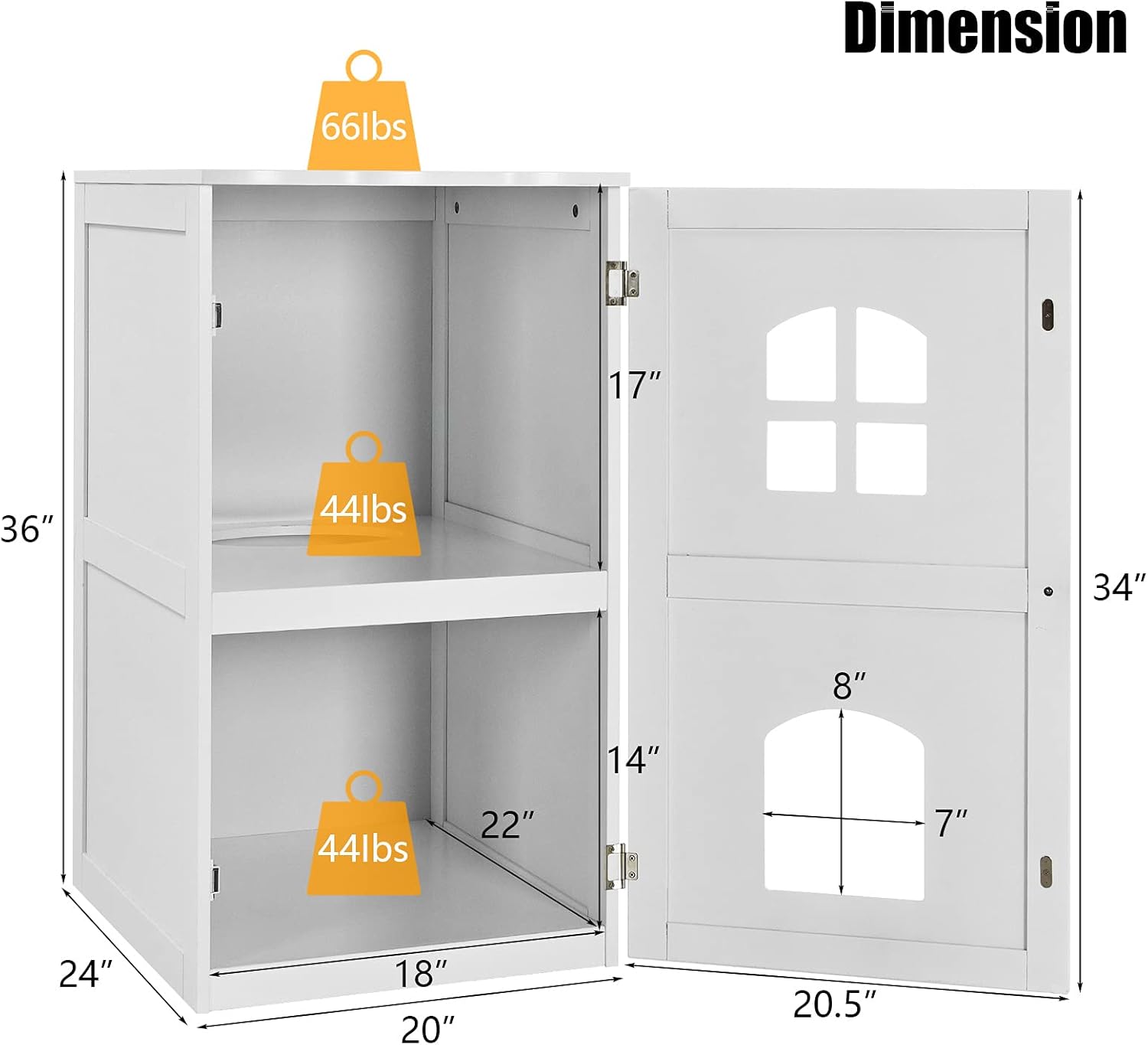 Tangkula Caja de arena para gatos, casa decorativa para gatos de 2 niveles con 2 ventanas ventiladas, mesita de noche interior, casa para mascotas,