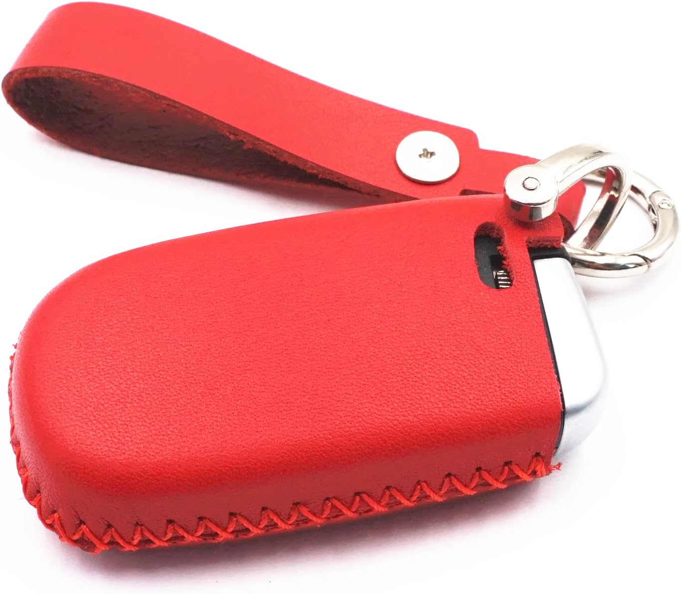 Funda de cuero con 5 botones para Dodge Journey Durango Challenger Charger Jeep Grand Cherokee Chrysler 300 (rojo)