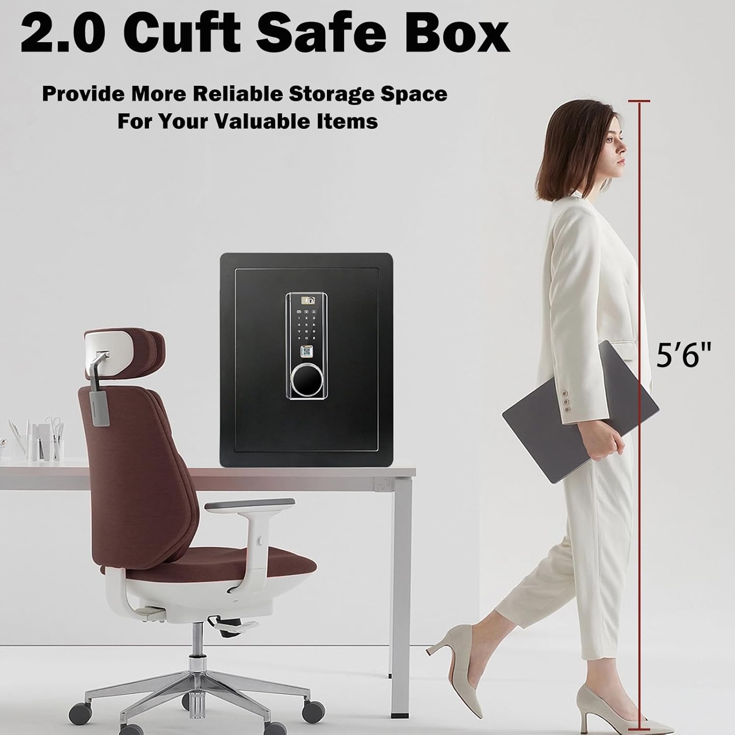 Caja de seguridad ignífuga de 2 cubos, caja de gabinete con huella digital, caja de seguridad para el hogar con teclado electrónico táctil, caja