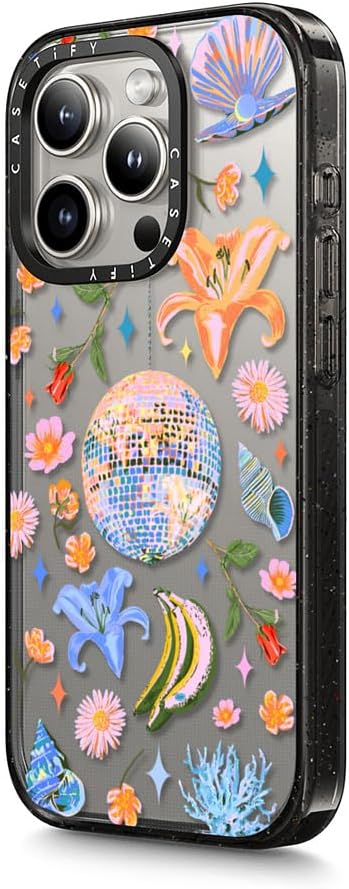 CASETiFY Funda Impact para iPhone 15 Pro 4 veces probada contra caídas de grado militar, protección contra caídas de 8.2 pies – Disco Magic – Negro