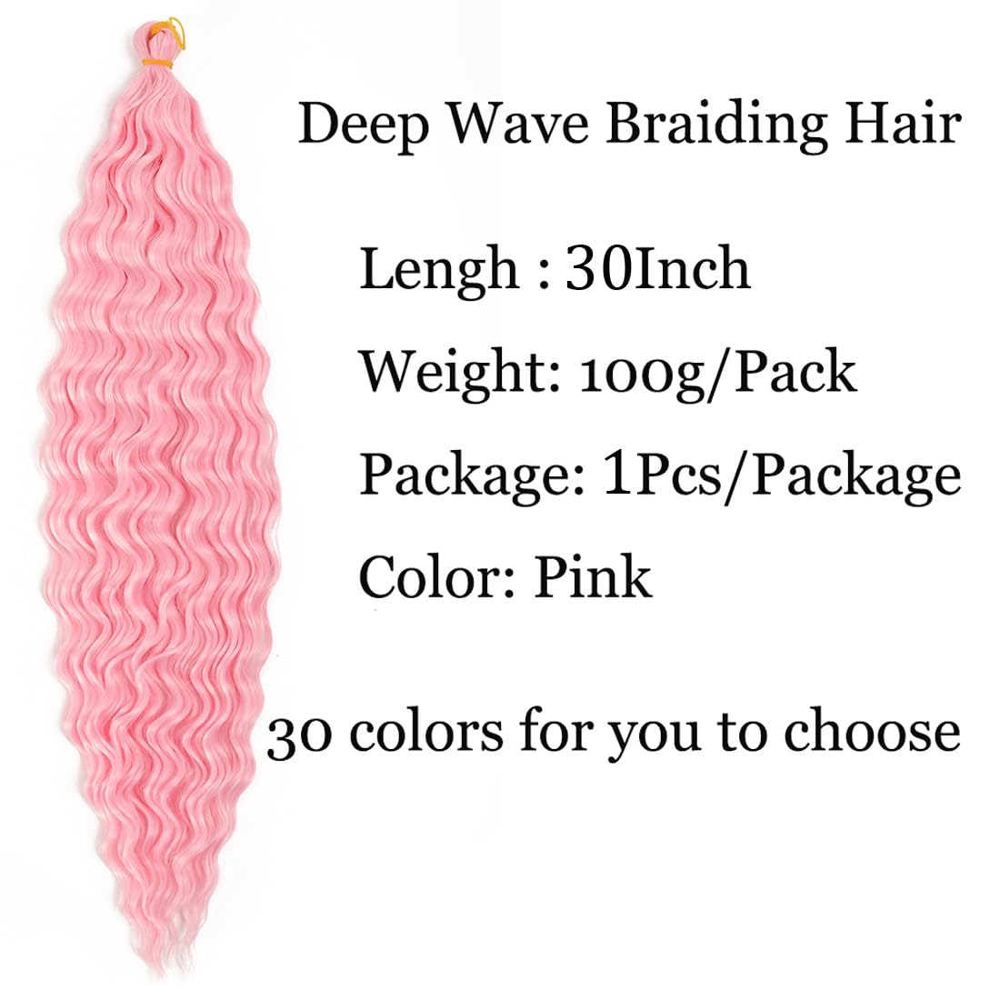 Extensiones de cabello ondulado con ganchillo de 30 pulgadas, extensiones de cabello rizado rizado trenzado, 1 paquete de trenzas onduladas largas
