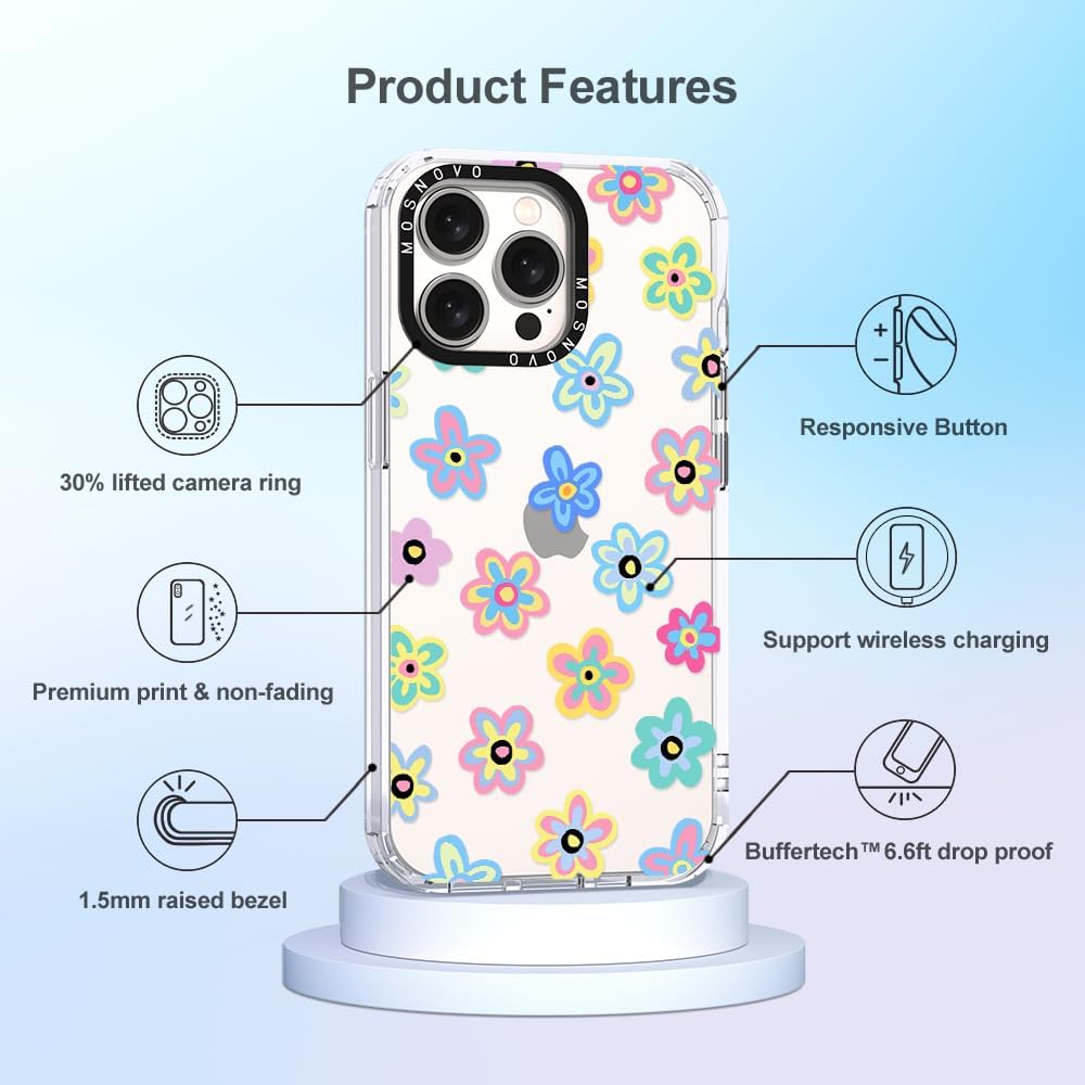 MOSNOVO Buffertech – Funda compatible con iPhone 15 Pro Max, impacto de caída de 6.6 pies, tecnología antidesprendimiento, funda transparente de