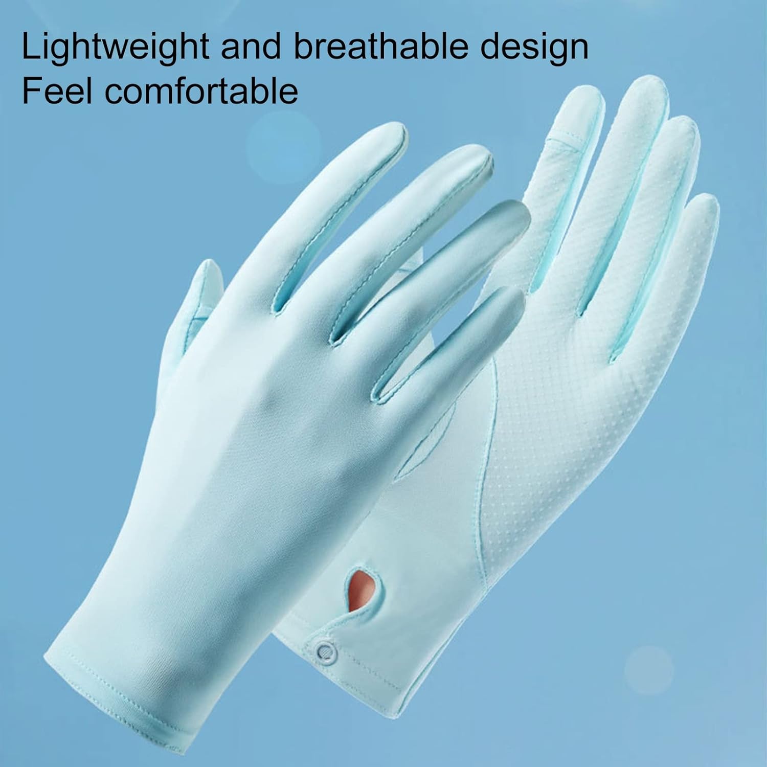 1 par de guantes de ciclismo antideslizantes de silicona con puños de botones, guantes finos de malla de seda de hielo para mujer, guantes de
