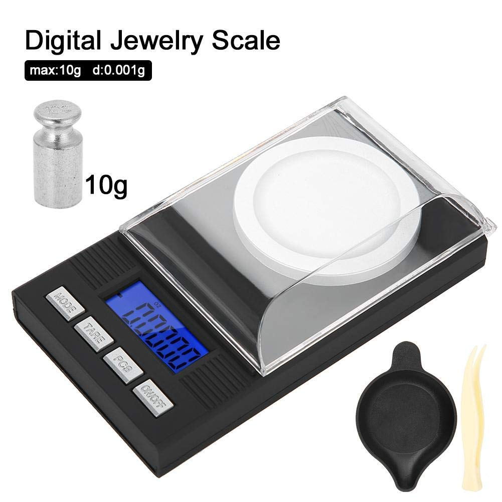 Báscula digital de miligramo, pantalla digital LED, mini portátil de alta precisión 0.00 oz de bolsillo para joyería con pesas de calibración,