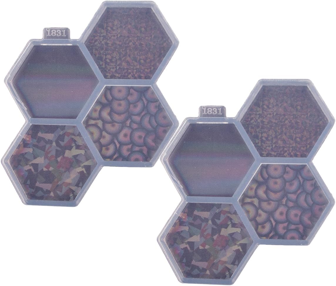 2 moldes de resina hexagonal de 1.7 pulgadas, molde de silicona epoxi para carrete de insignias, diseño holográfico de bricolaje